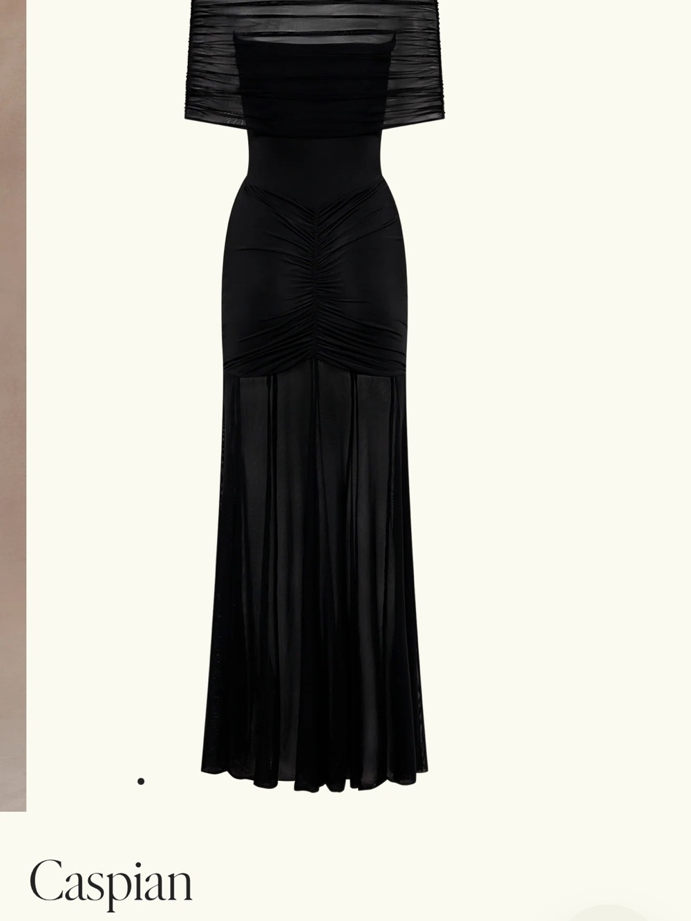 Meshki Black One-Shoulder Ruched Mesh Gown - Picture 6 of 7